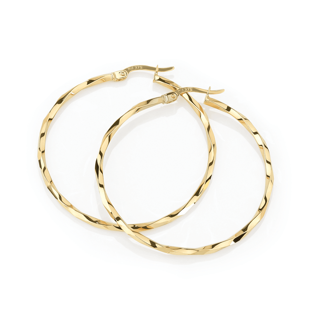 Twist Hoop Earrings in 9ct Yellow Gold