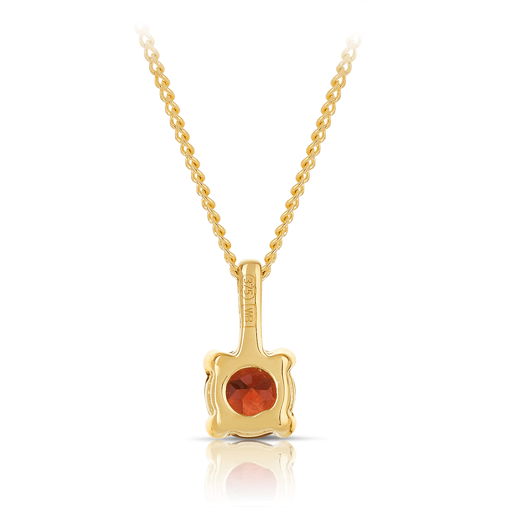 Garnet Round Pendant in 9ct Yellow Gold