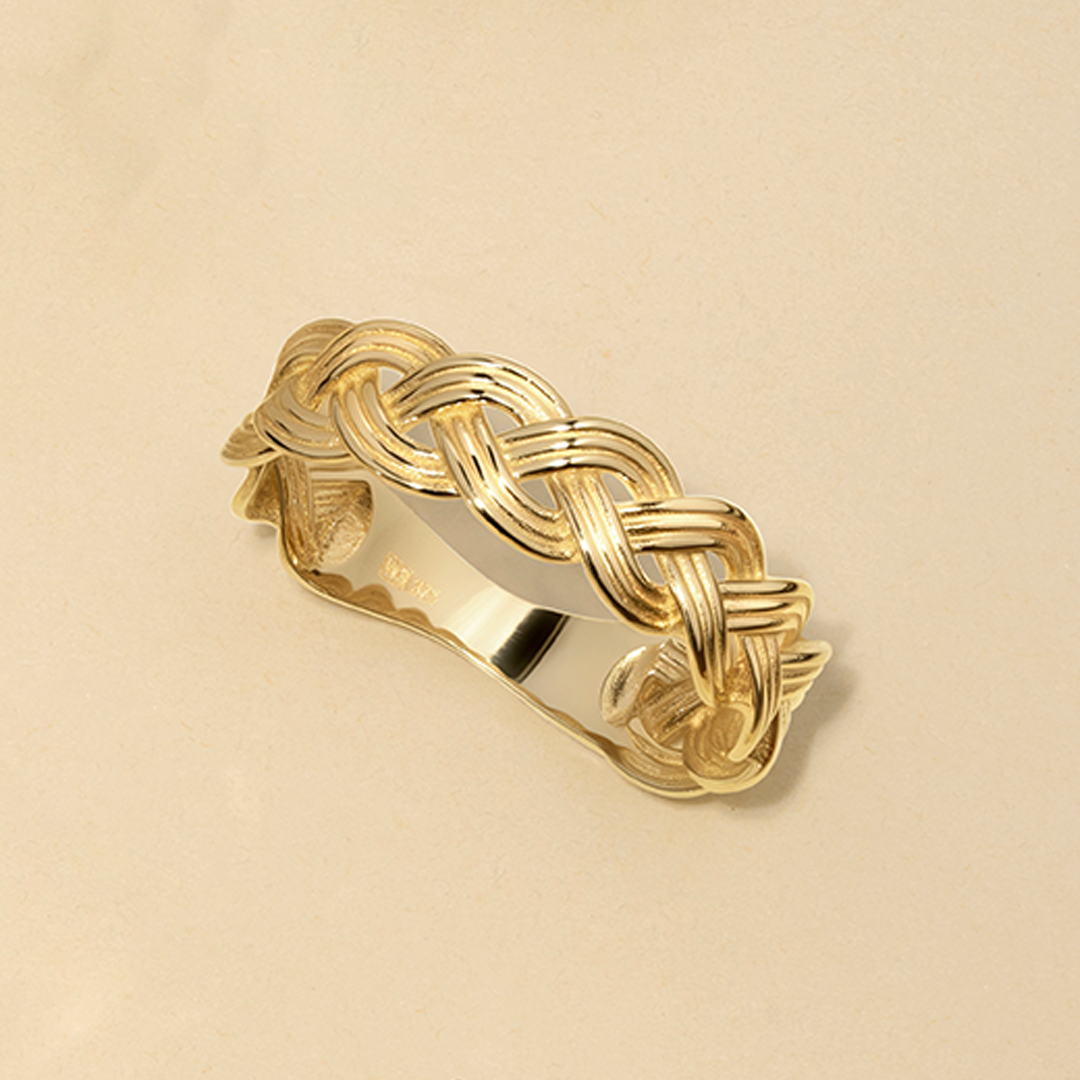 Woven Dress Ring in 9ct Yellow Gold