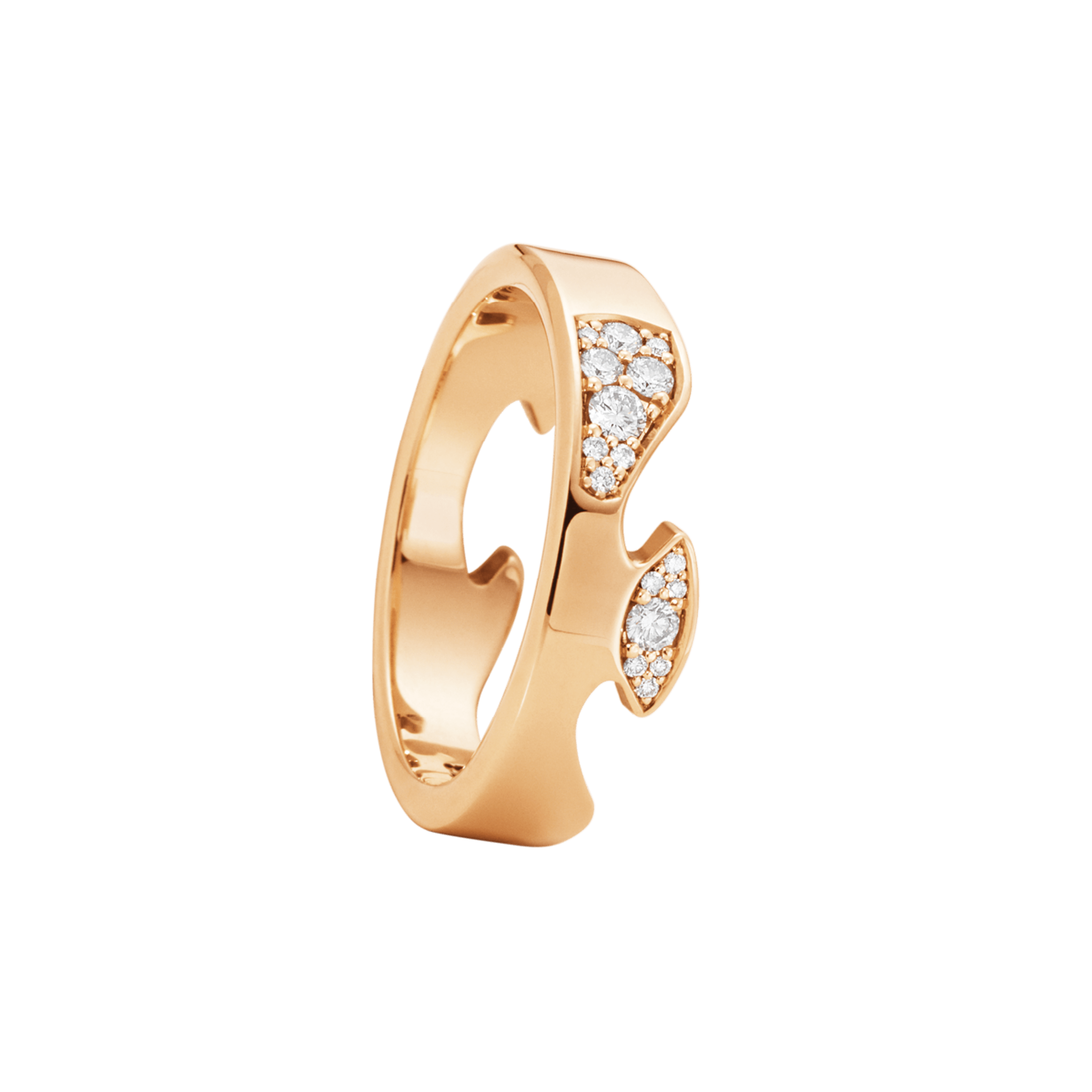 FUSION end ring in 18-karat rose gold and pavé set diamonds