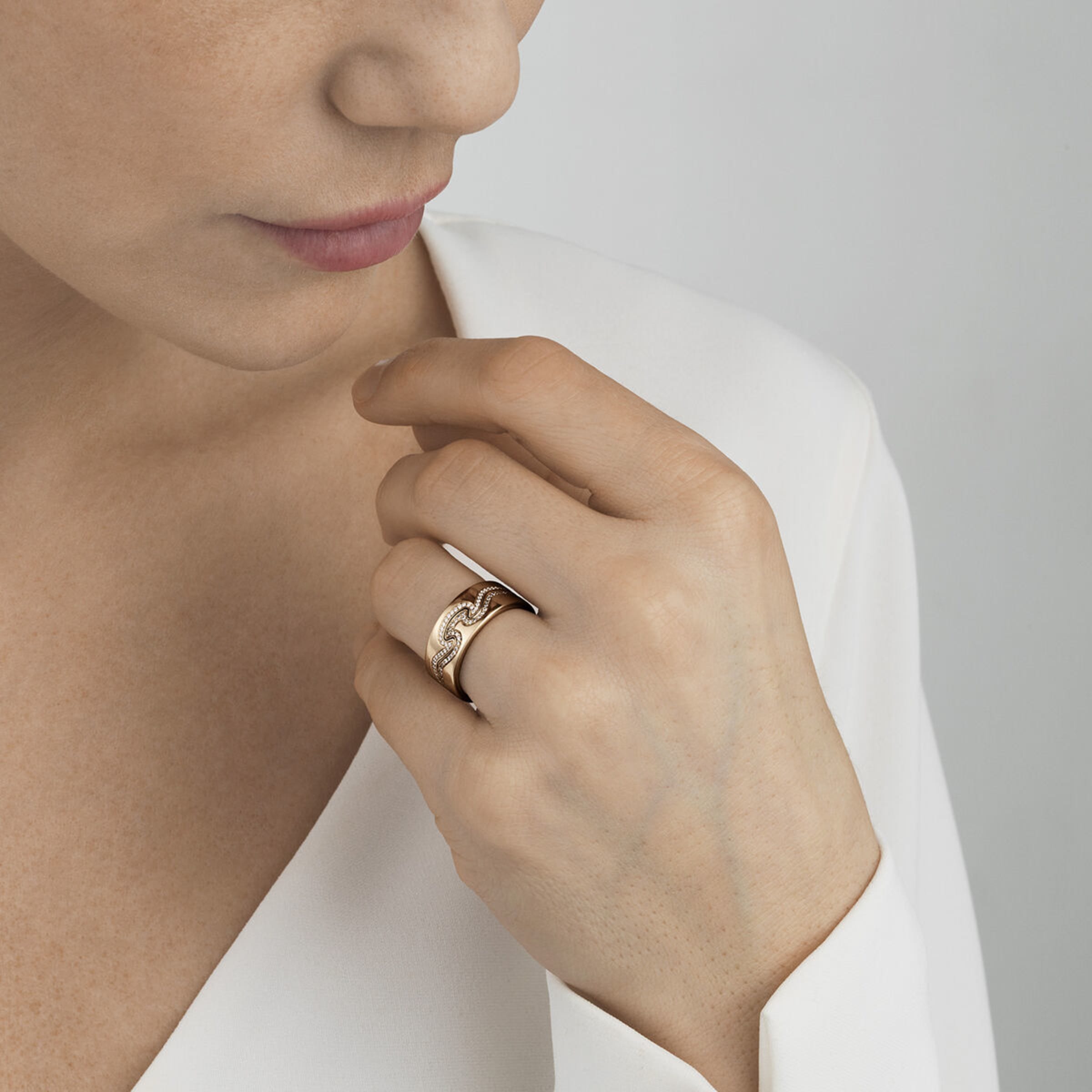 Fusion 2 piece ring in 18kt. rose gold with diamonds | Georg Jensen