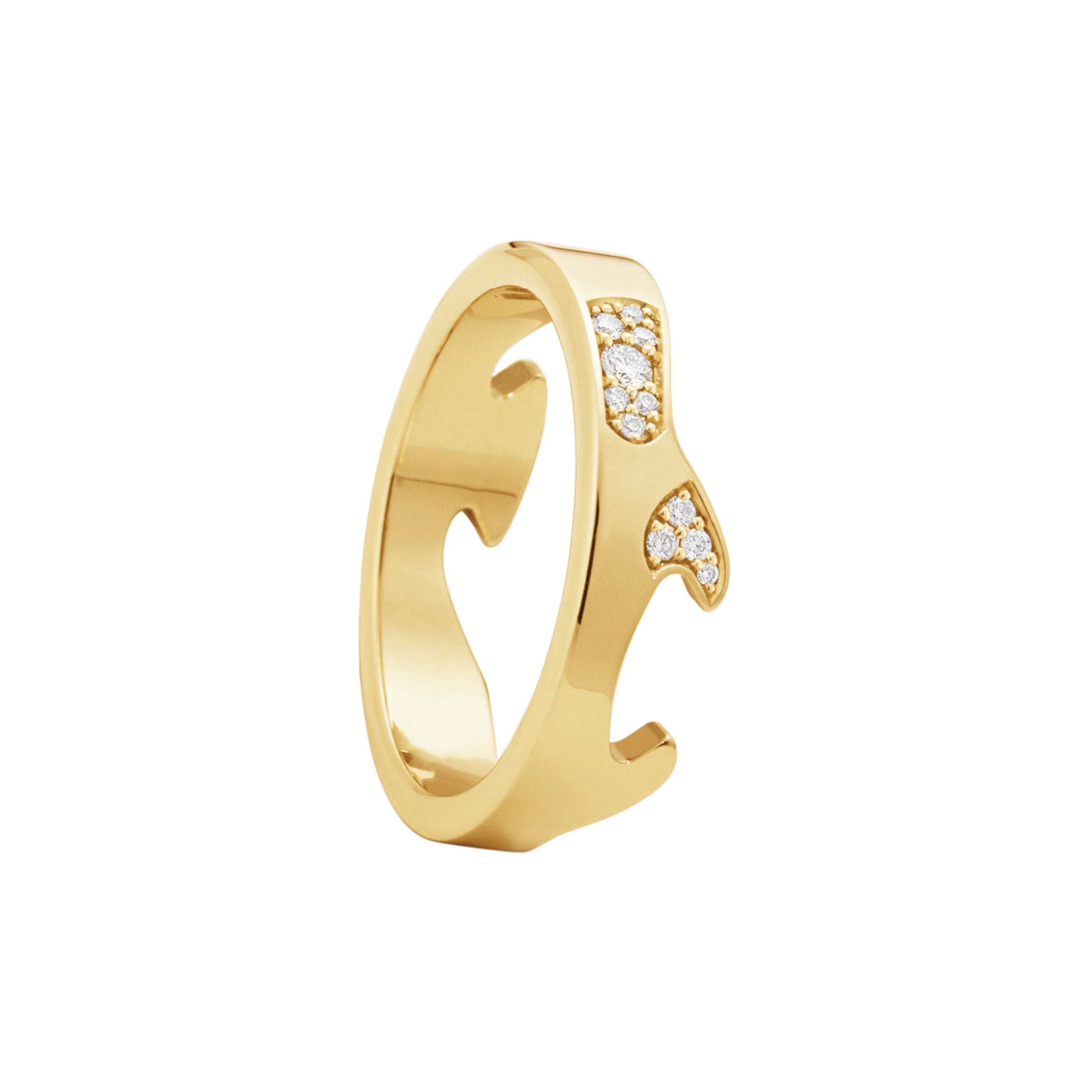 FUSION end ring in 18-karat yellow gold and pavé set diamonds