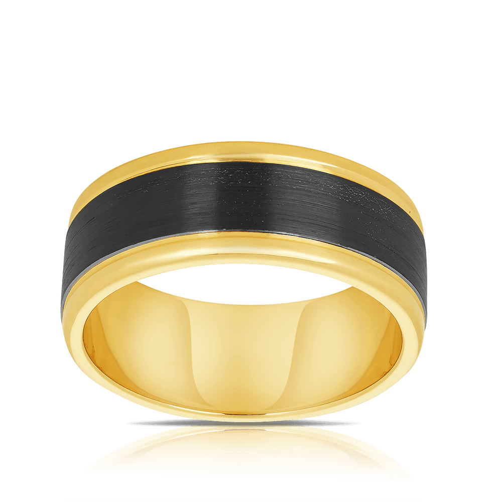 Men's Wedding Band in Zirconium & 9ct Yellow Gold Ring