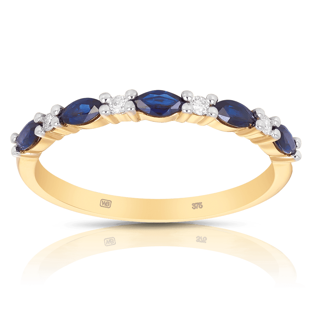 Sapphire & Diamond Ring in 9ct Yellow Gold