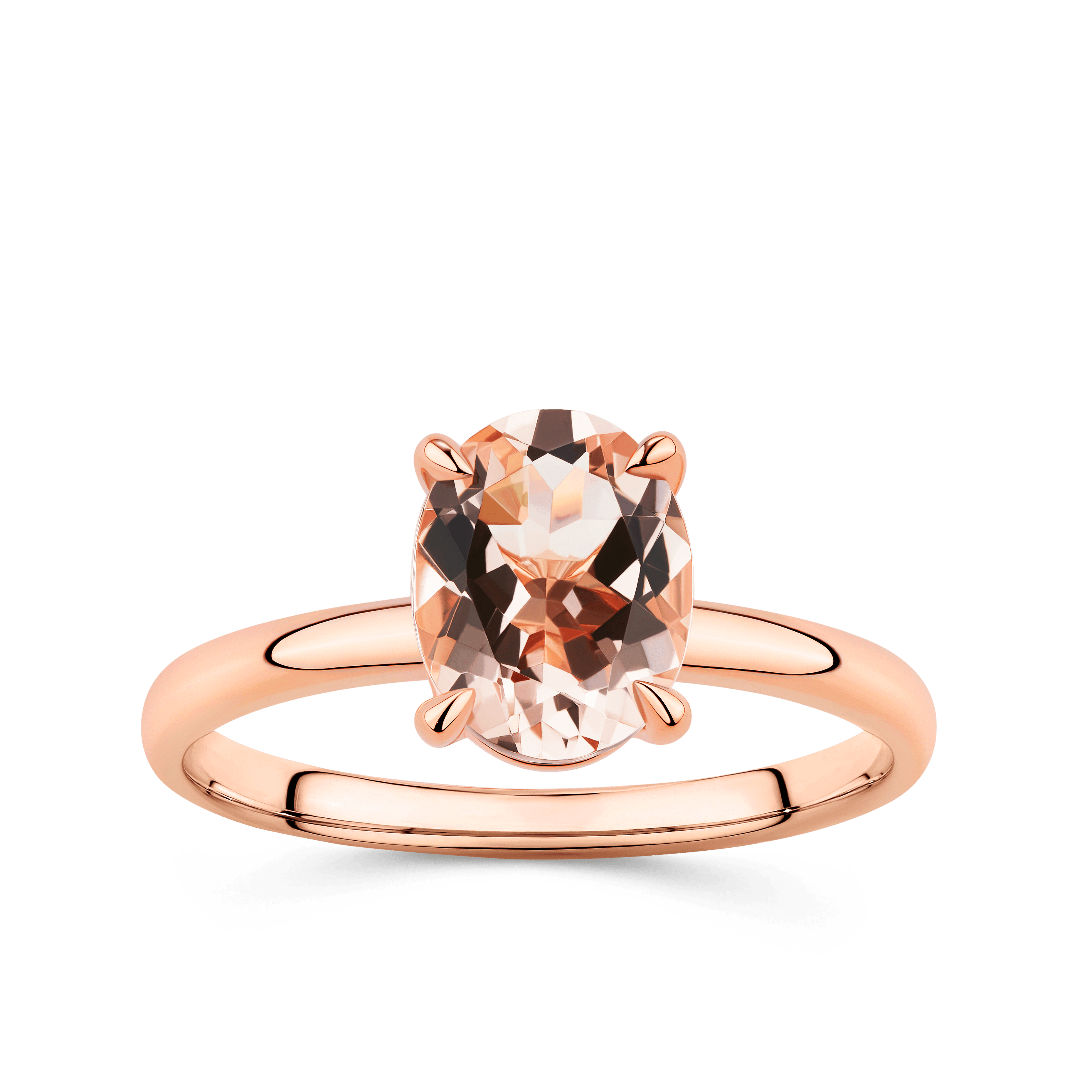 Morganite Oval Claw Set Ring in 9ct Rose Gold