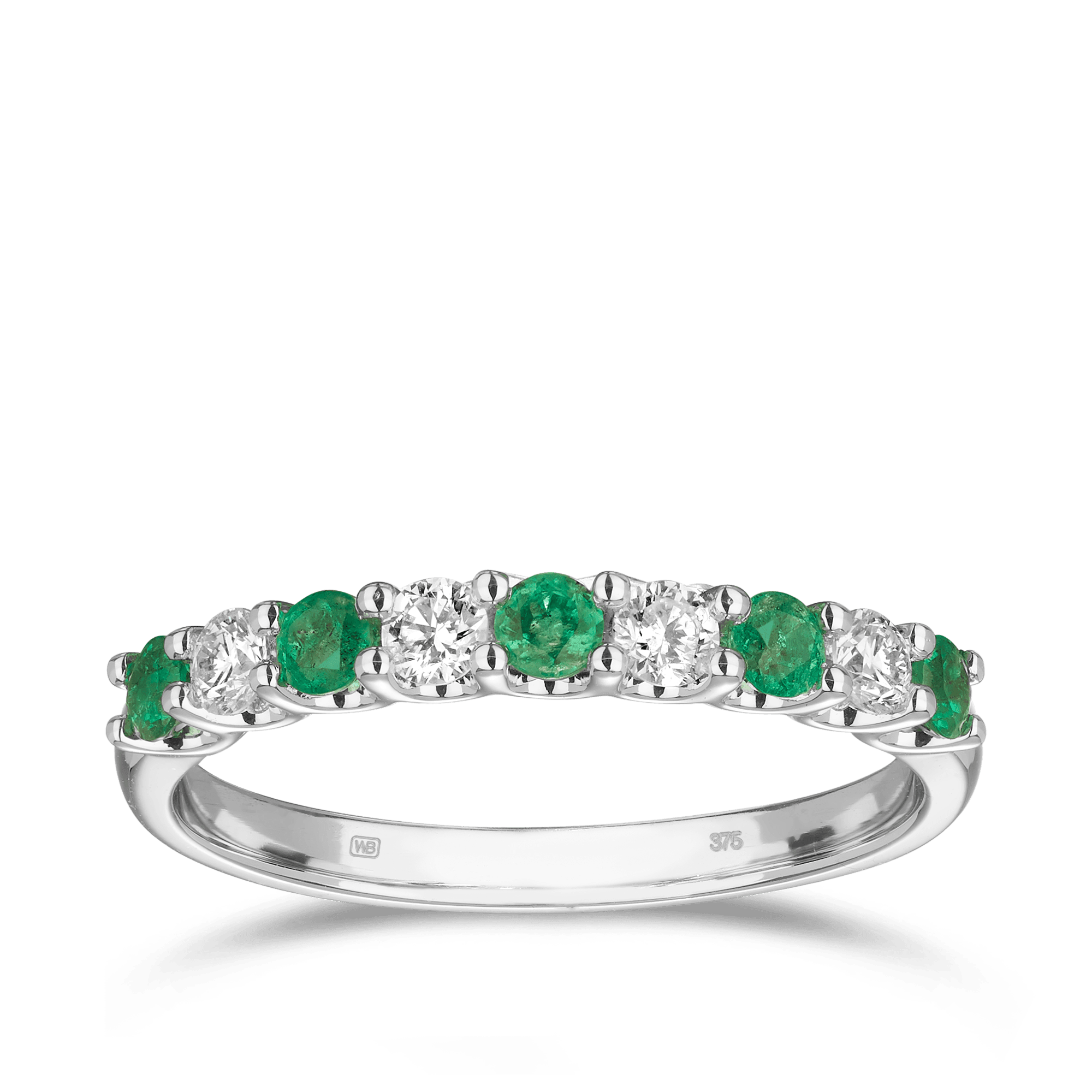 Emerald & Diamond Ring in 18ct White Gold