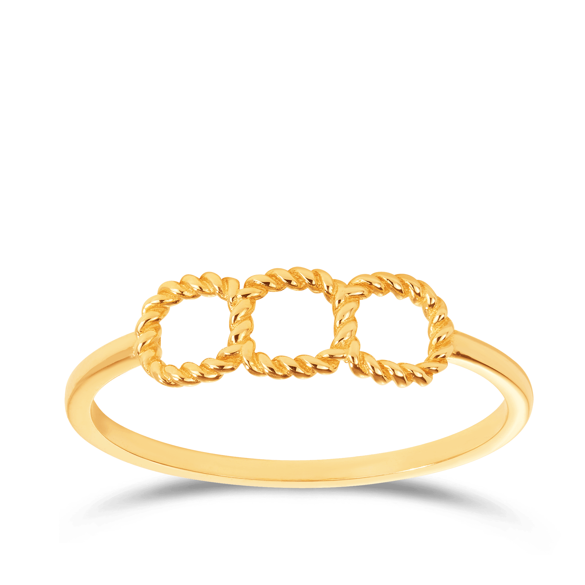 Triple Intertwine Beaded Rope Ring in 9ct Yellow Gold