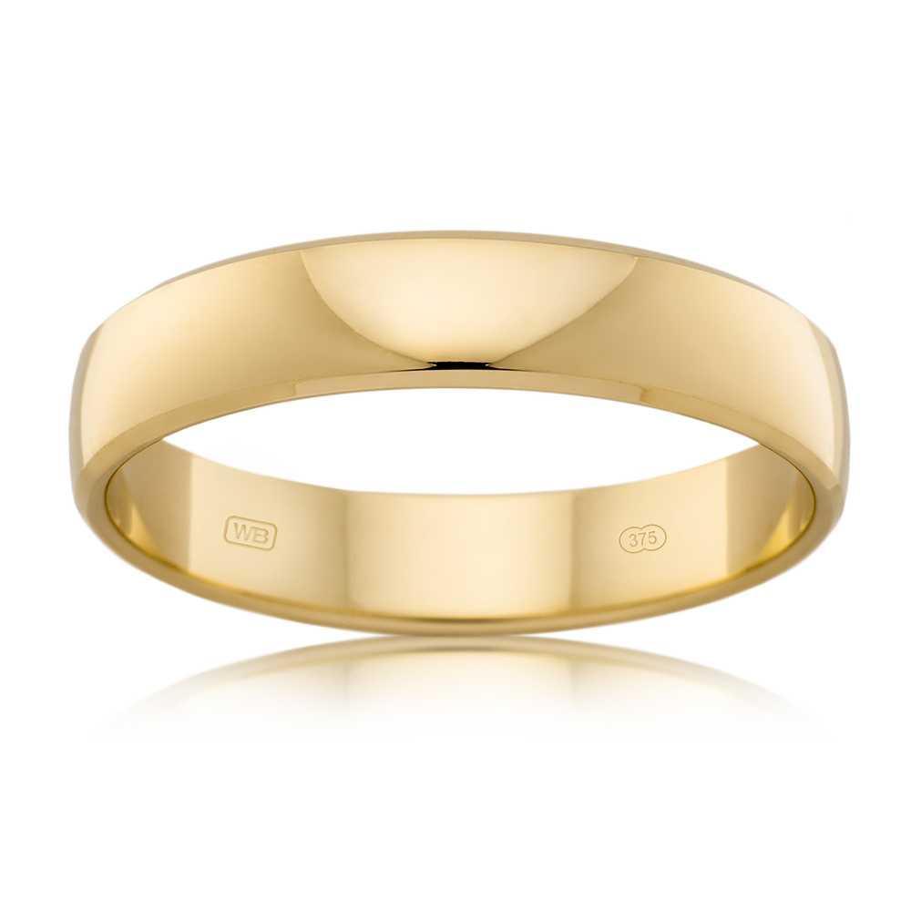 Half Round Bevelled Wedder Ring in 9ct Yellow Gold